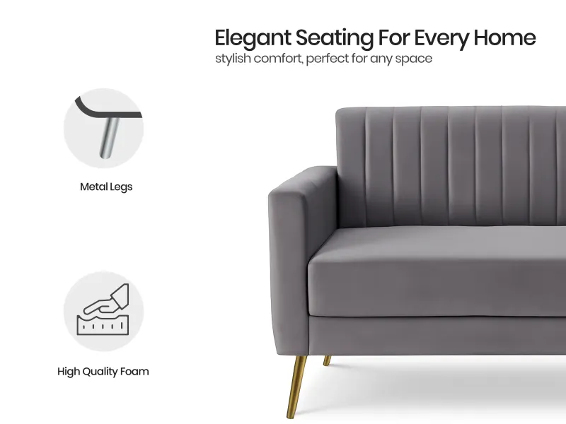Tulip Upholstered Sofa Set Grey Color